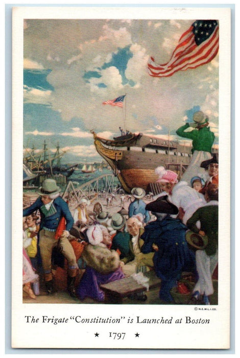 c1920's The Frigate Constitution is Launched at Boston Massachusetts MA Postcard