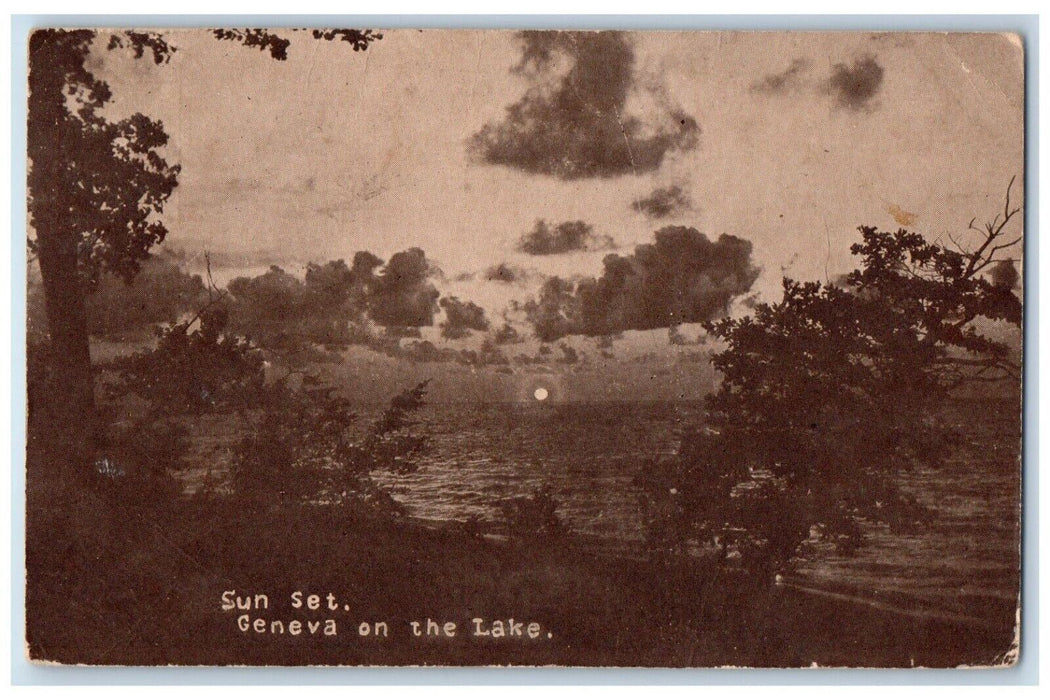 c1910's View Of Sun Set Geneva On The Lake Geneva Ohio OH Antique Postcard