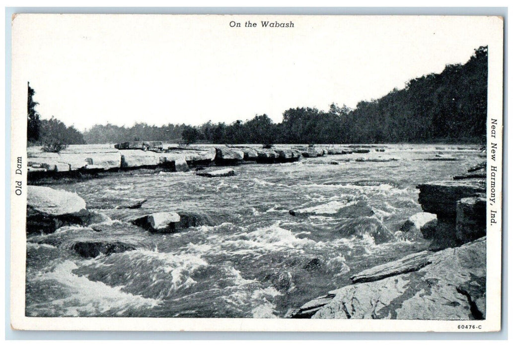 c1930's On The Wabash Old Dam View Indiana IN Unposted Vintage Postcard