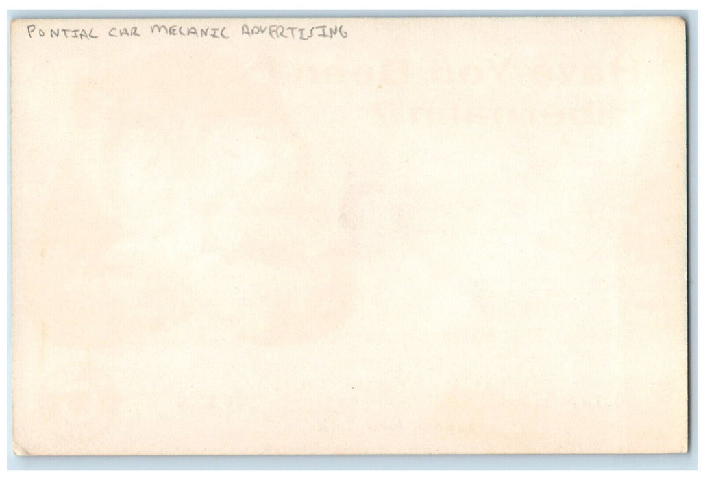 c1950's Bear Dave Waite Pontiac Inc Buffalo NY Car Mechanic Advertising Postcard
