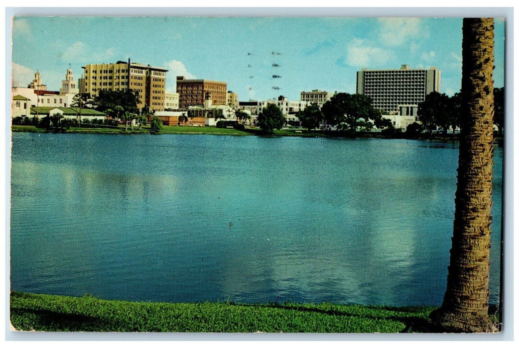 1973 St. Petersburg Skyline from Mirror Lake Florida FL Posted Postcard