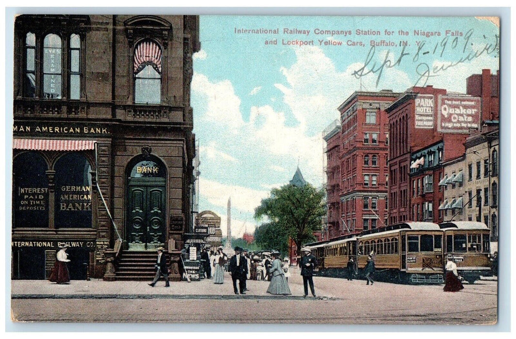 International Railway Companys Station German American Bank Buffalo NY Postcard