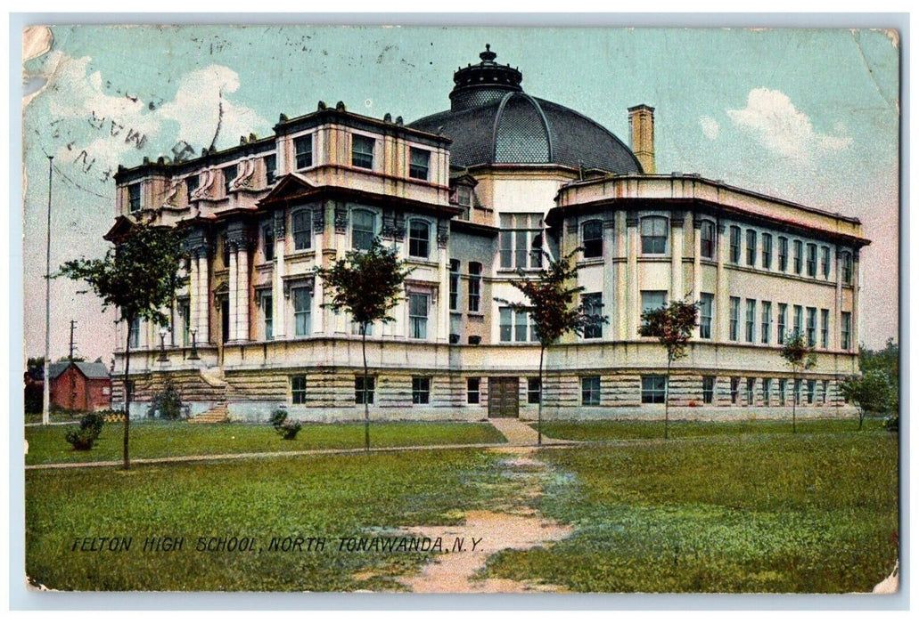 1908 Felton High School Building Campus North Tonawanda New York NY Postcard