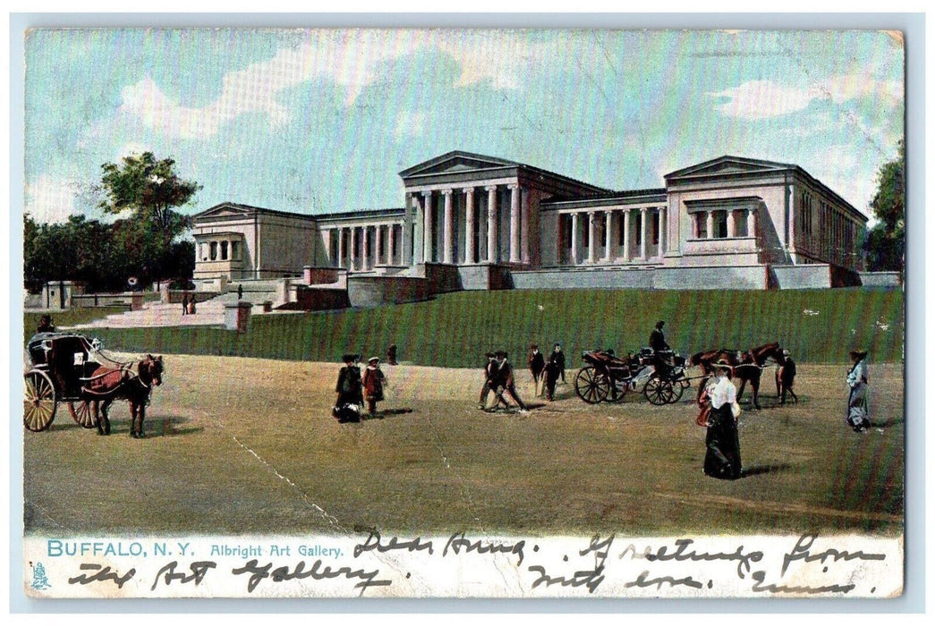 1907 Albright Art Gallery Building Horse Buggy Buffalo NY Tuck's Postcard