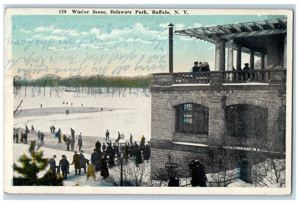 1929 Winter Scene Delaware Park Buffalo New York NY Antique Posted Postcard