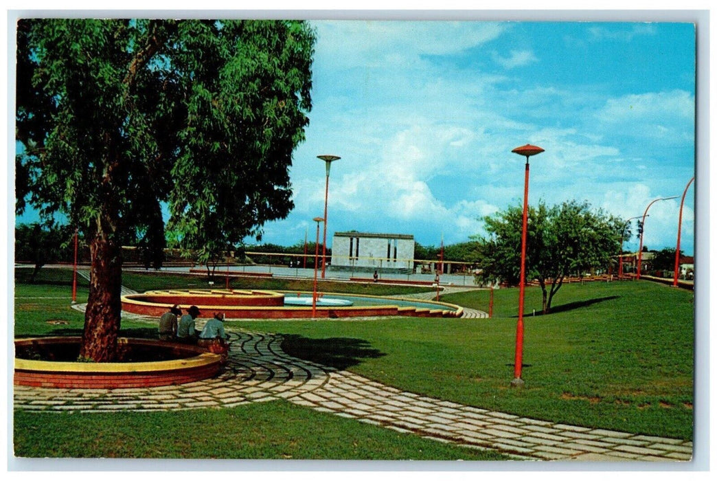 c1960's Beautiful Park With Electric Lighted Fountain Laredo Texas TX Postcard
