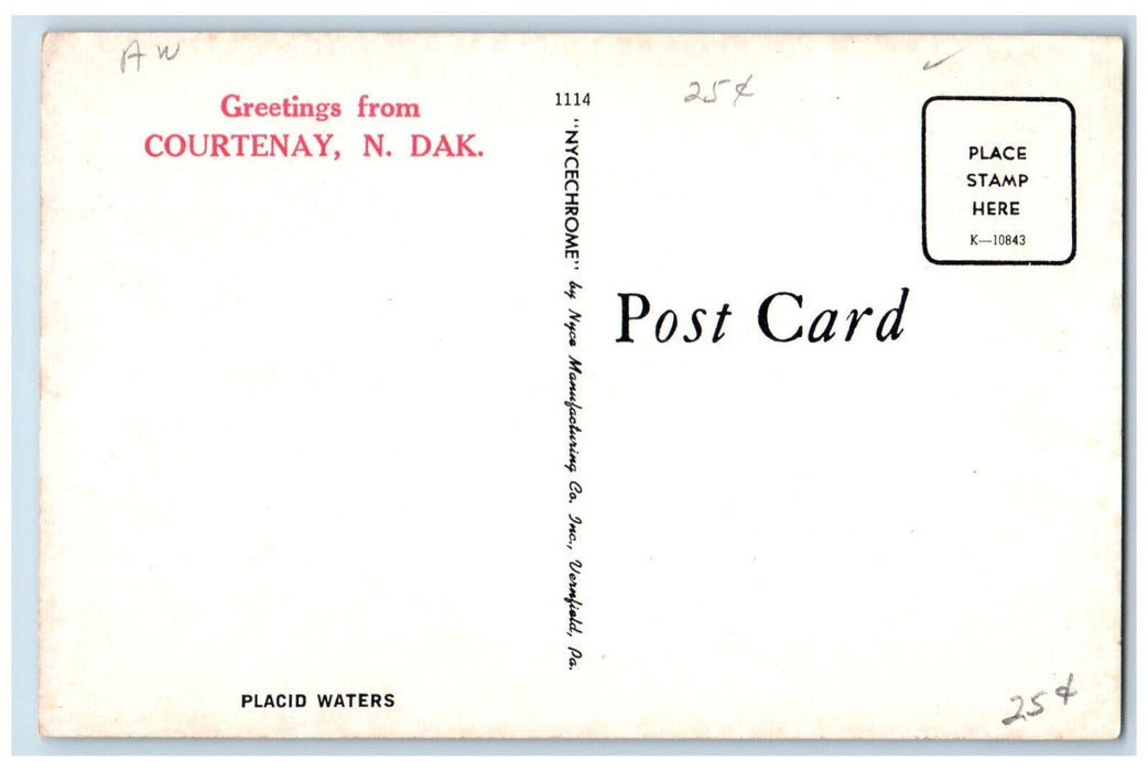 c1960's River Scene Greetings from Courtenay North Dakota ND Vintage Postcard