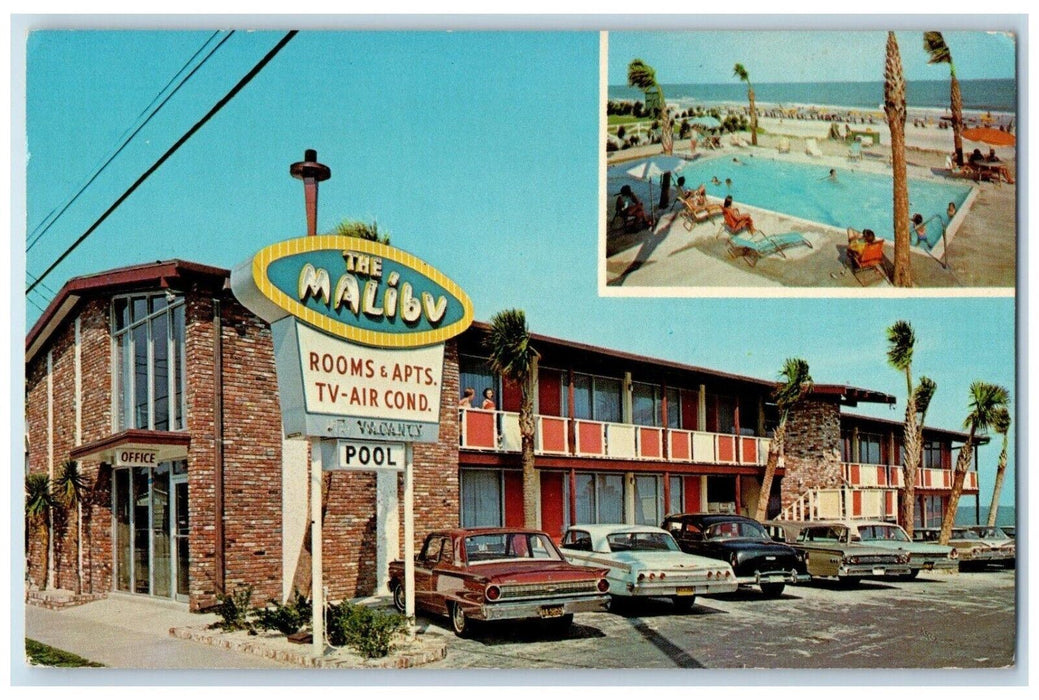 c1950's Malibu Hotel Cars Swimming Pool Myrtle Beach South Carolina SC Postcard