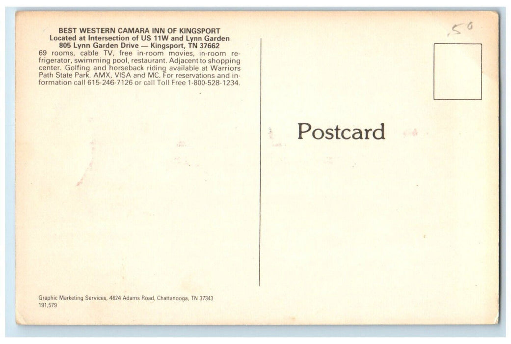 Best Western Camara Inn Hotel Roadside Room View Kingsport Tennessee TN Postcard