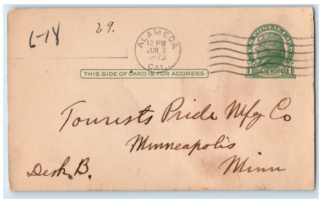 1923 No Cement Rubber Weld Minneapolis Indiana IN, Advertising Vintage Postcard