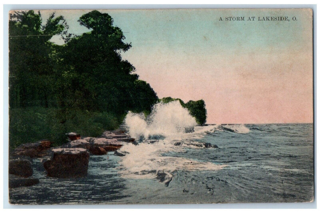 c1910's View Of A Storm At Lakeside Ohio OH Posted Antique Postcard