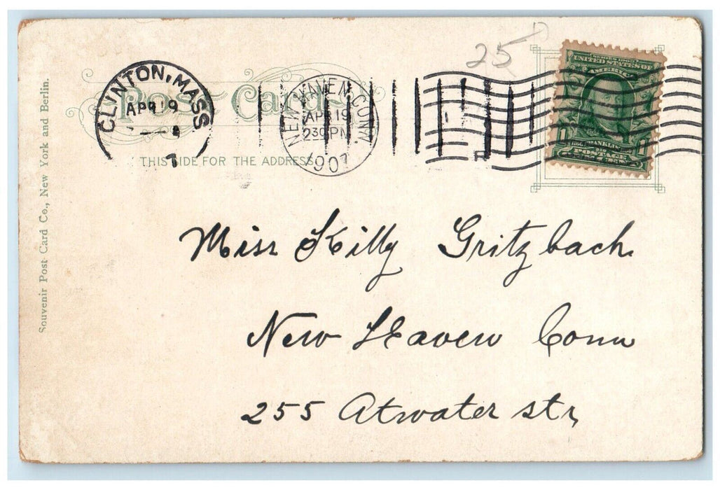 1907 View Of Wachusett Dam Clinton Massachusetts MA Posted Antique Postcard