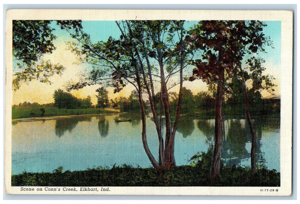 1941 Scene on Conn's Creek Elkhart Indiana IN Vintage Posted Postcard