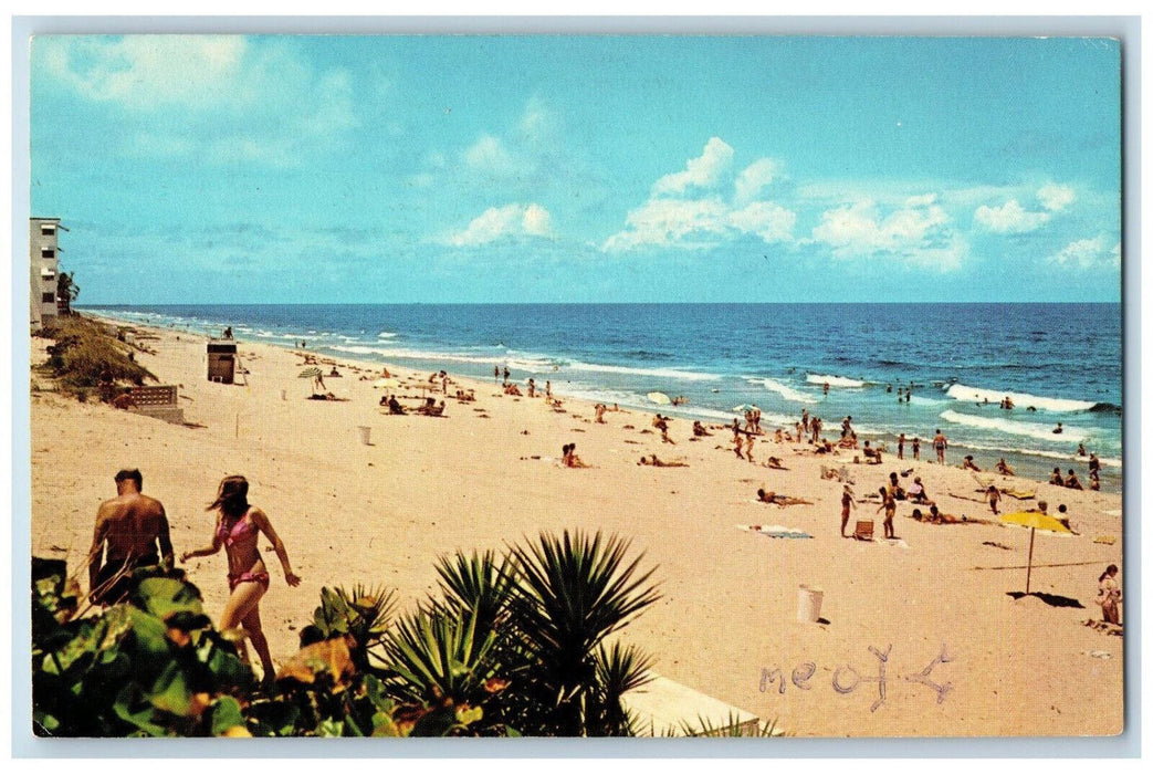 1970 Sun & Surf Bathers Golden Sand Beach Lantana Florida FL Postcard