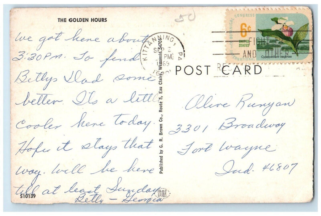 1969 Greetings From Ford City PA, The Golden Hours Boat Sunset View Postcard
