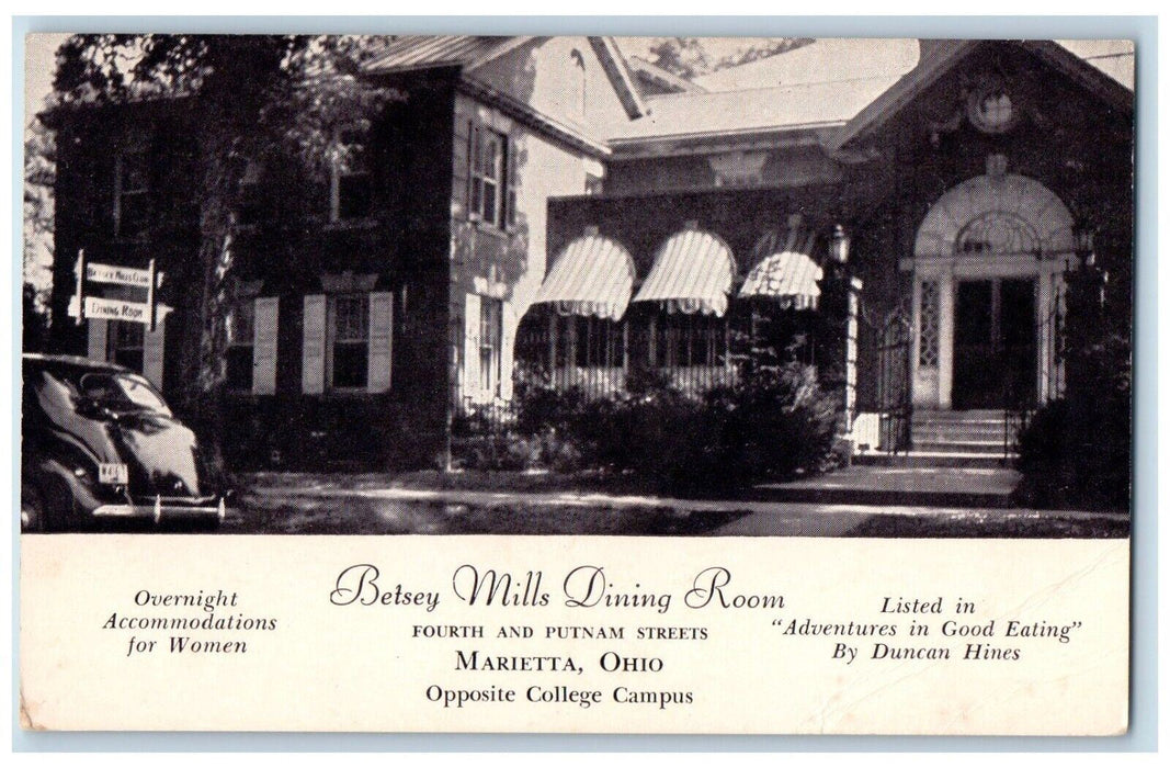 c1940 Betsey Mills Dining Room Fourth Putnam Streets Marietta Ohio OH Postcard