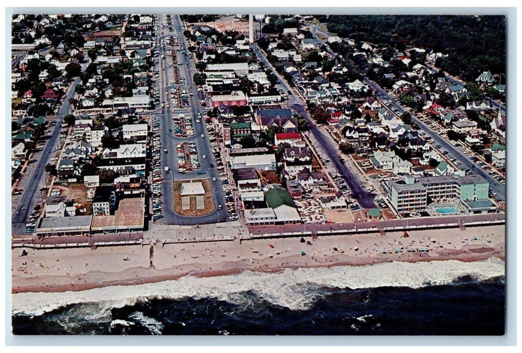c1960 Aerial View Band Stand Center Buildings Rehoboth Beach Delaware Postcard