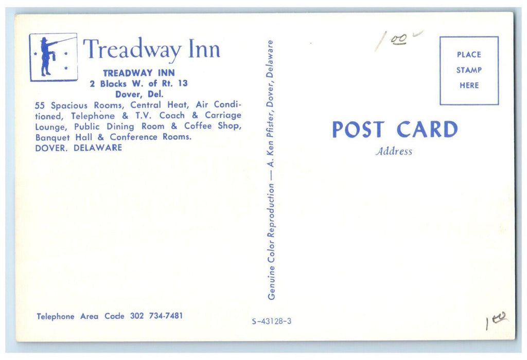 c1960 Treadway Inn Blocks W Hotel Inn Exterior Building Dover Delaware Postcard