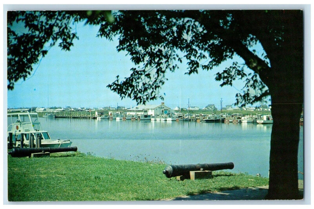 c1960 Park Overlooking Intercoastal Waterway Yacht Basin Lewes Delaware Postcard