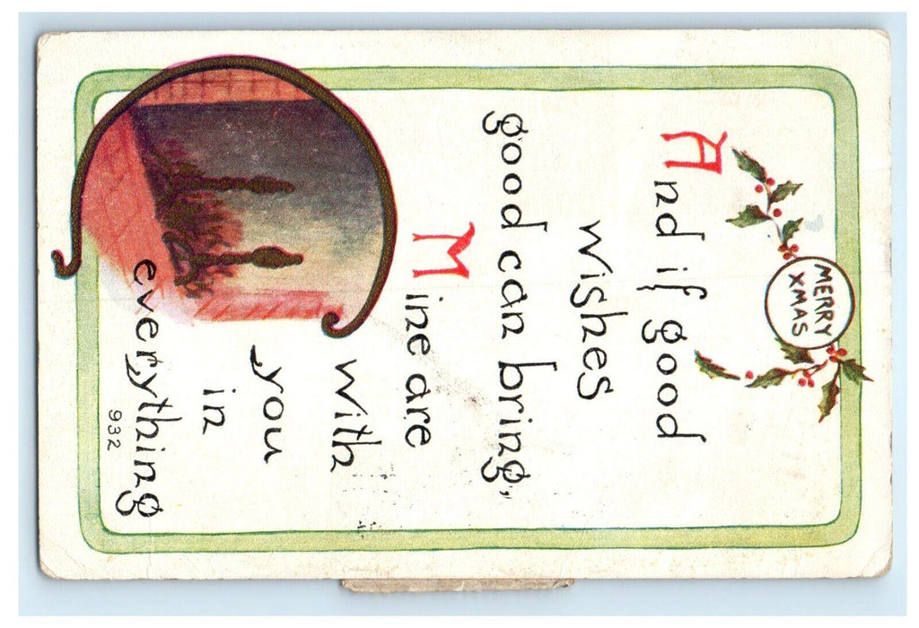 1913 Christmas Seal Open Ribbon Tied TYPE III Lancaster OH Postcard