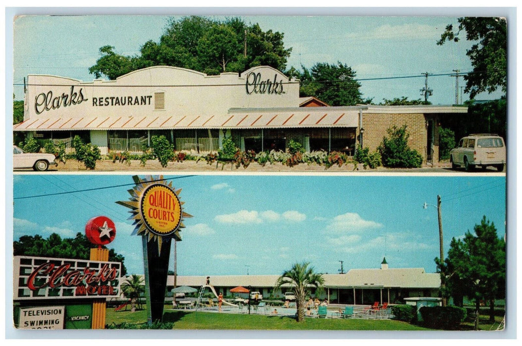 c1960's Quality Courts Motel Clark's and Restaurant Santee SC Postcard