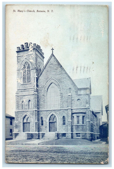 1909 St. Mary's Church Batavia New York NY Antique Posted Postcard