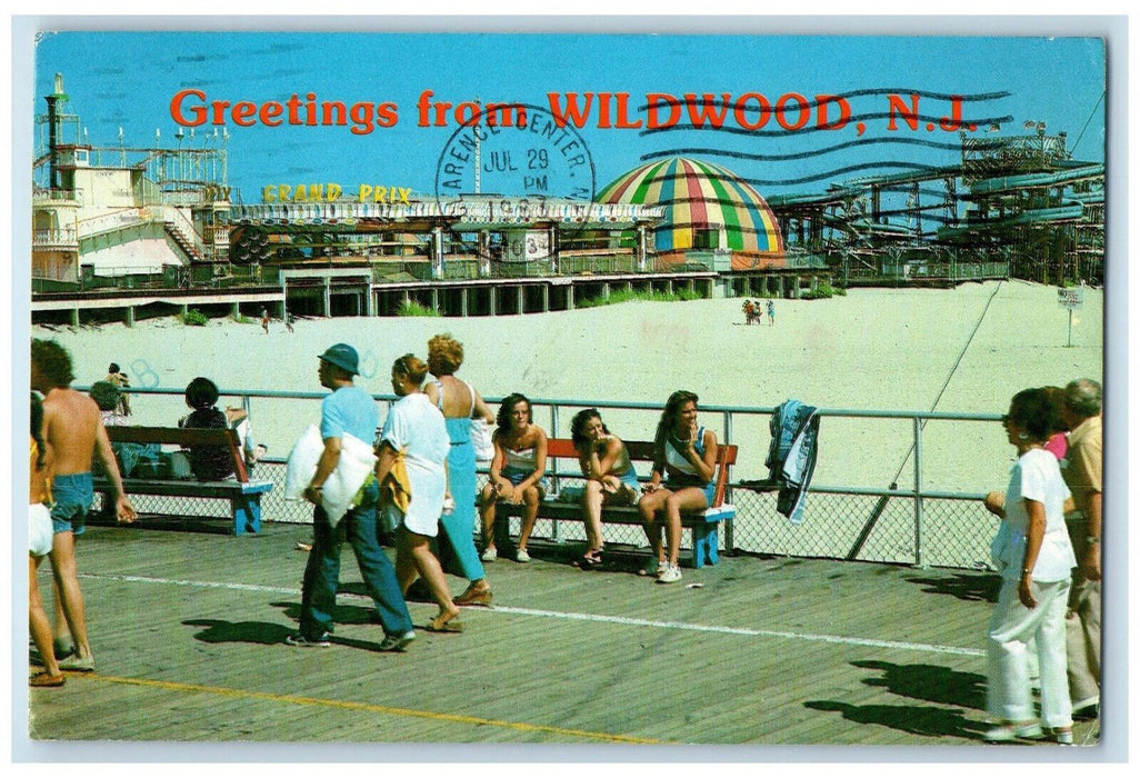 1983 Amusement Rides Grand Prix Greetings from Wildwood New Jersey NJ Postcard