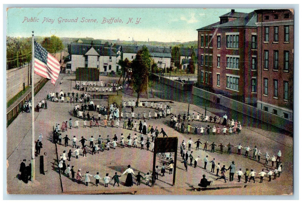 1909 Public Play Ground Scene Buffalo New York NY Antique Posted Postcard