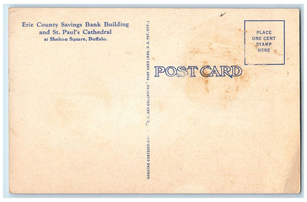 c1940's Erie County Savings Bank Church Streets Buffalo NY Vintage Postcard