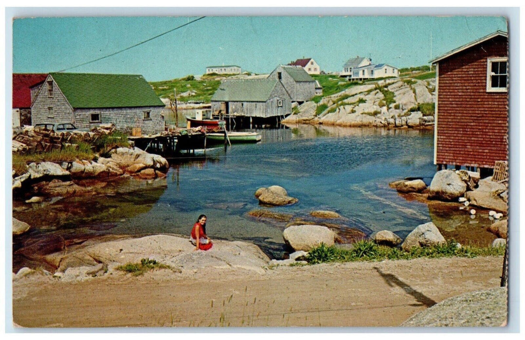 1967 Charming American Tourist At Peggy's Cove Nova Scotia Canada Postcard