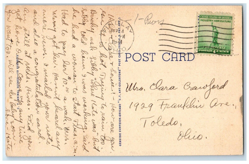 1941 Greetings From East Jordan Michigan MI, Scene Deer At Forest Postcard