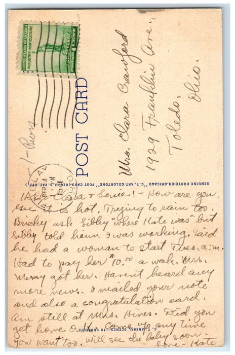 1941 Greetings From East Jordan Michigan MI, Scene Deer At Forest Postcard