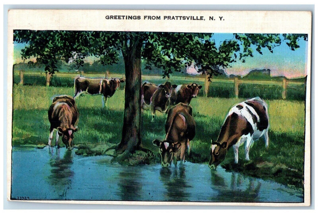 1938 Greetings From Prattsville New York NY, Cowa And River View Posted Postcard