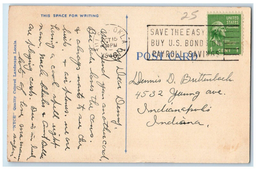 1946 Greetings From Pryor Oklahoma OK, Cows Scene Field And River Postcard