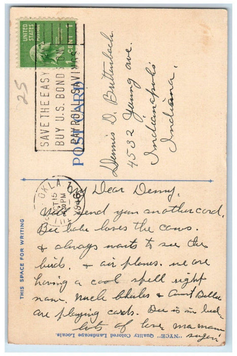 1946 Greetings From Pryor Oklahoma OK, Cows Scene Field And River Postcard