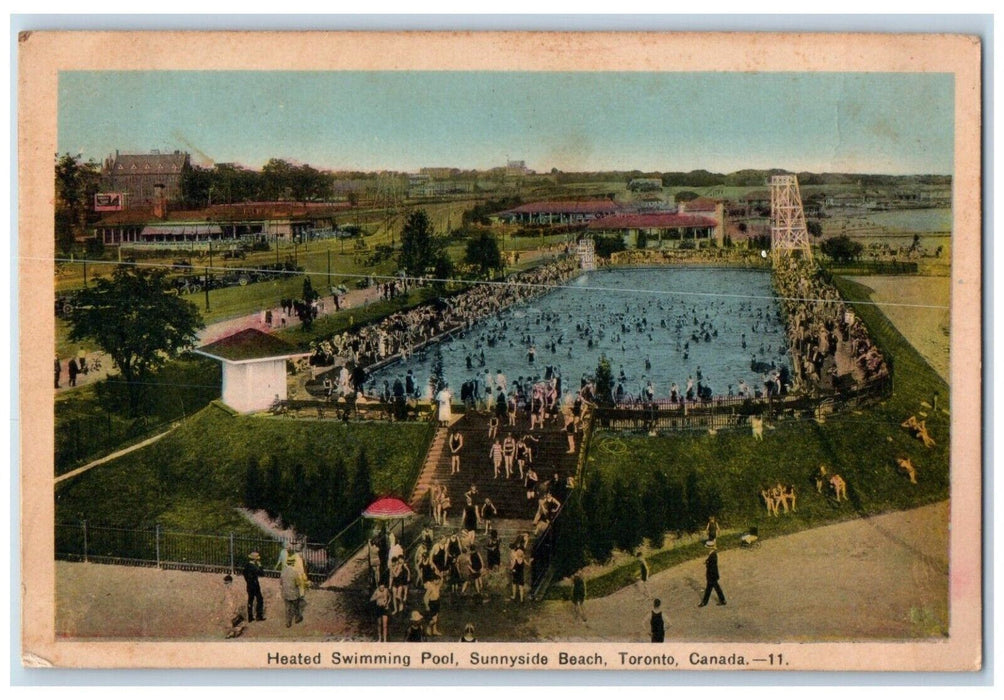 c1930's View Of Heated Swimming Pool Sunnyside Beach Toronto Canada Postcard