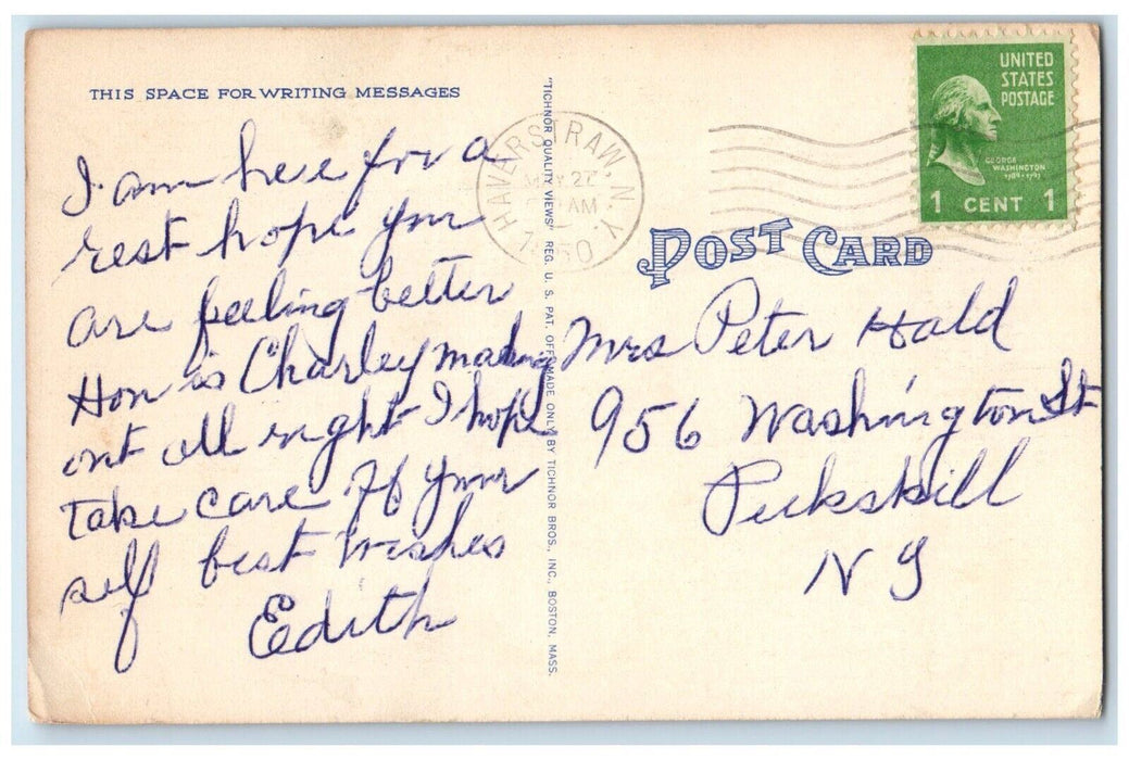 1950 Greetings From Haverstraw New York NY, River Boat And Trees View Postcard