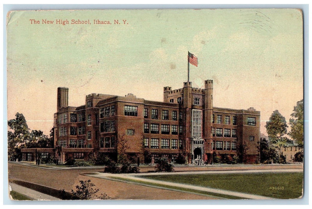 1913 The New High School Ithaca New York NY Lockwood NY Posted Postcard