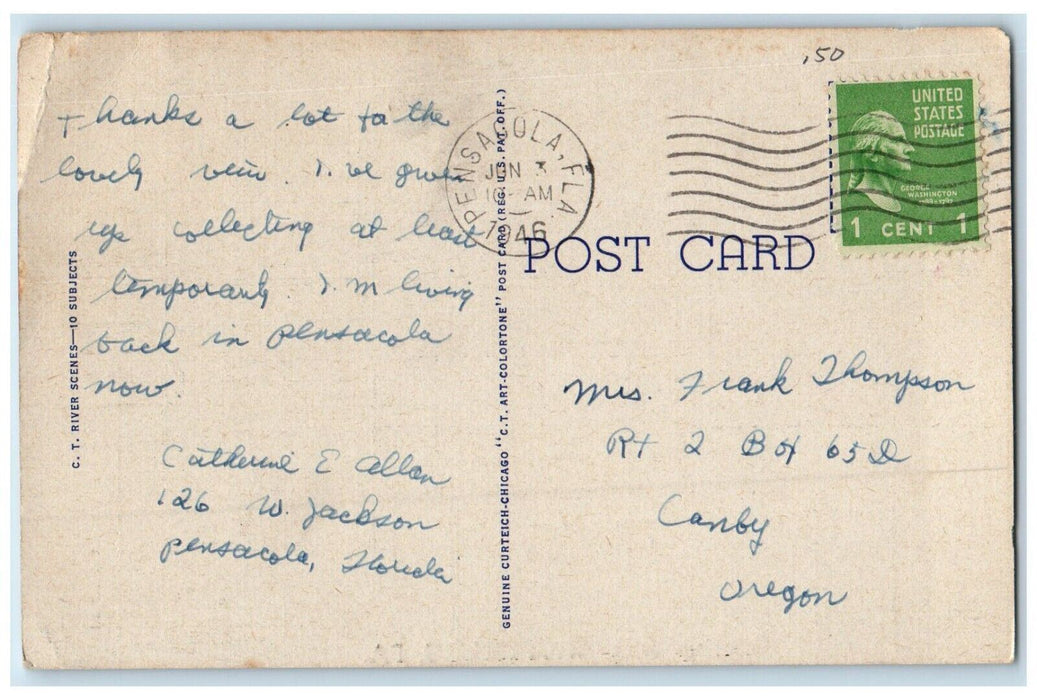 1946 Greetings From Wattsburg Pennsylvania PA, Curve Road Lake View Postcard