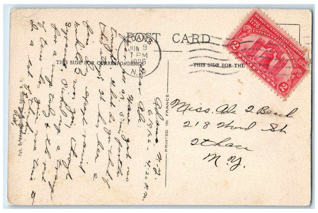 1926 Horse Carriage Snyder's Shoe Store Adams New York NY Posted Postcard
