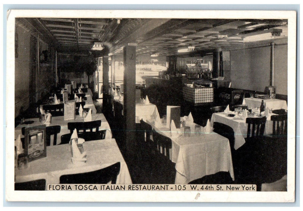 1946 Dining Area Floria Tosca Italian Restaurant New York City NY Postcard