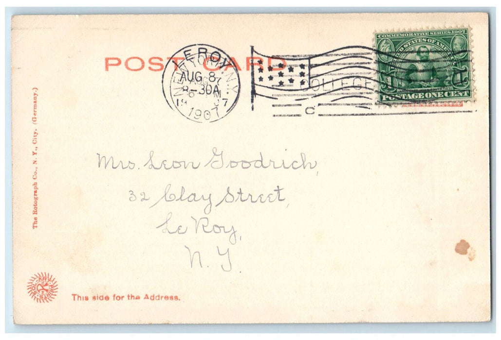 1907 Train Horse Carriage Battery Park New York City NY Rotograph Co. Postcard
