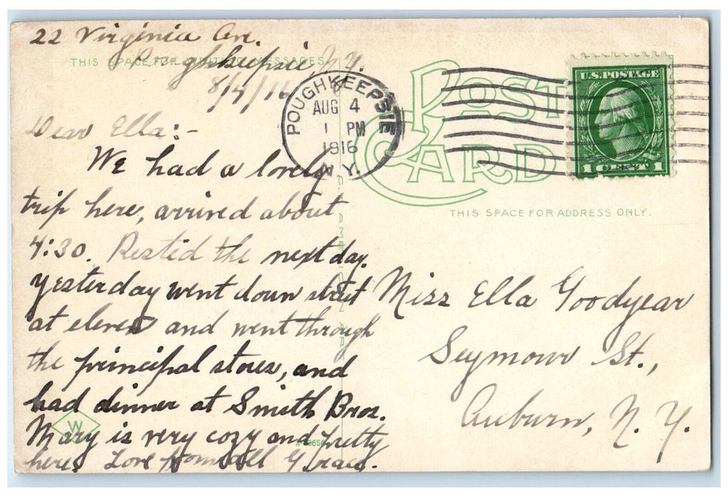 1916 Ungraded School P.H.S. Eastman Park Poughkeepsie New York NY Postcard