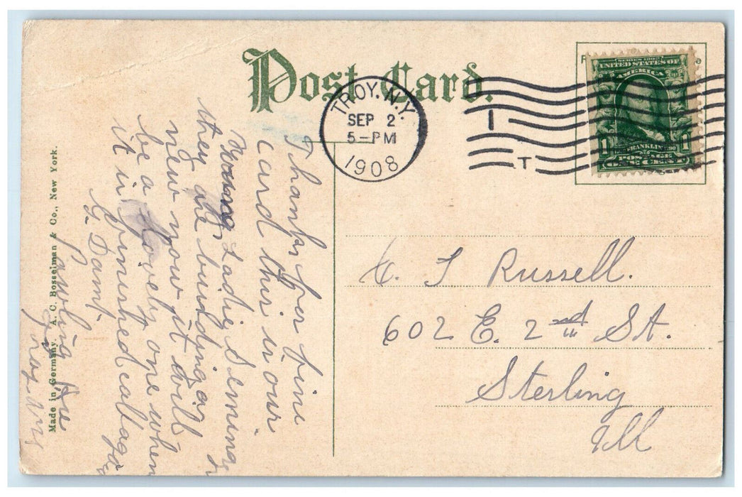1908 Emma Willard School Building Troy New York NY Antique Posted Postcard