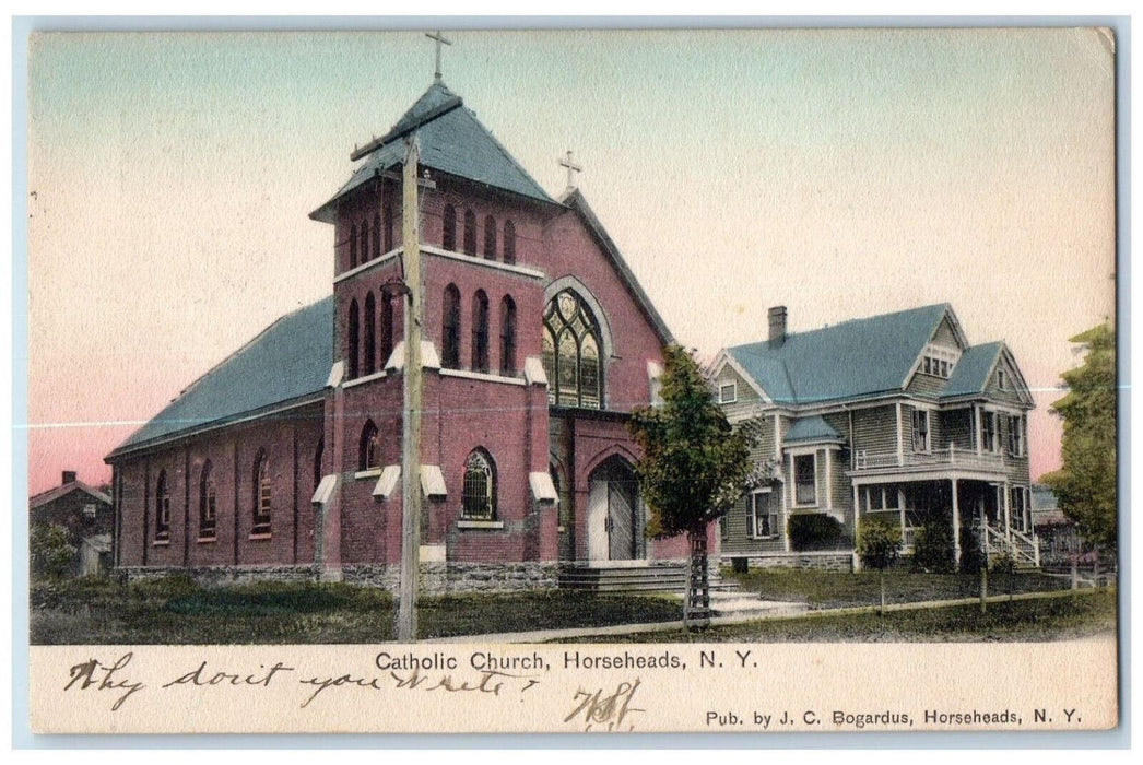 c1905 Catholic Church Horseheads New York NY Antique Posted Postcard