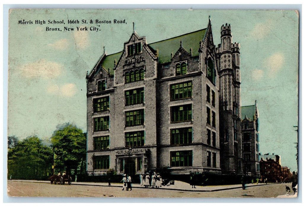 1914 Morris High School Boston Road Bronx New York NY Posted Postcard