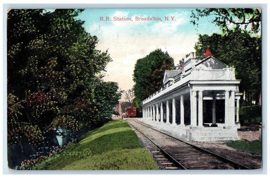 1909 Railroad Station Broadalbin New York NY Posted Antique Postcard