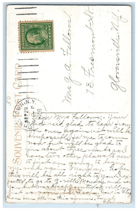 1909 Railroad Station Broadalbin New York NY Posted Antique Postcard