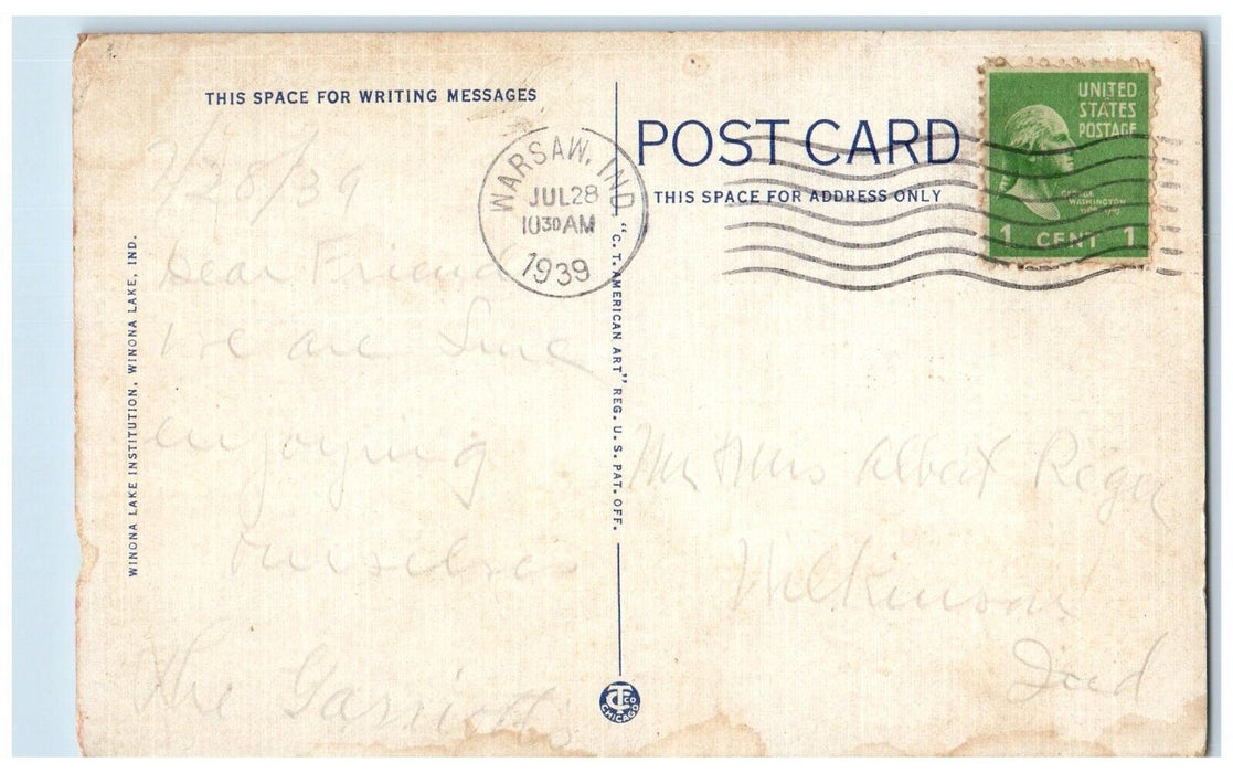 1939 The Westminster Hotel Building Winona Lake Indiana IN Vintage Postcard