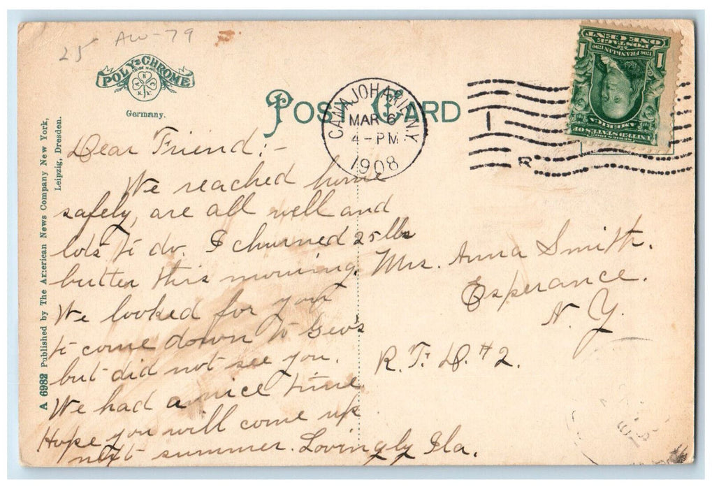 1908 Universalist Church Fort Plain New York NY Posted Antique Postcard